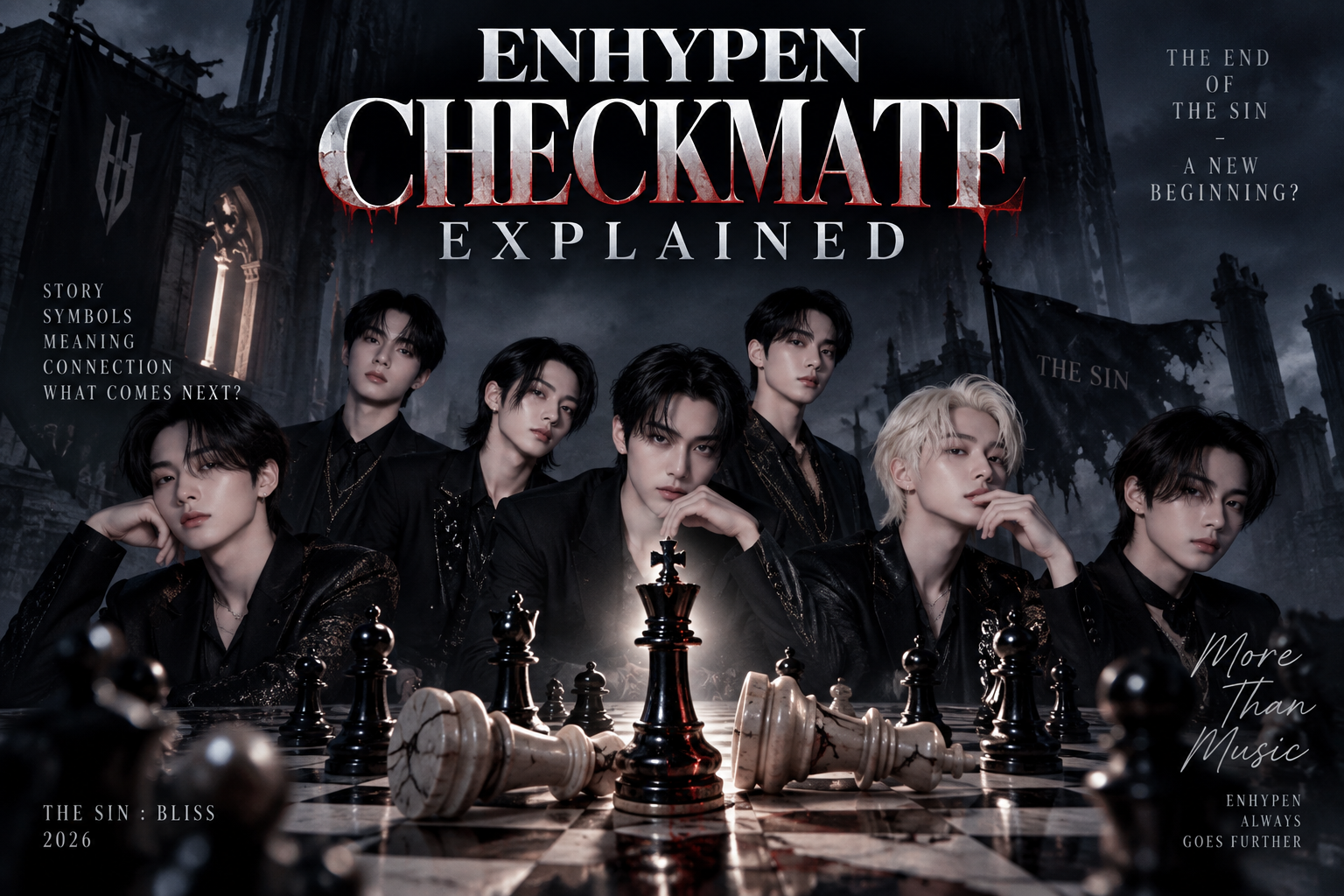 ENHYPEN Checkmate Explained 2026 featuring THE SIN storyline and chess concept