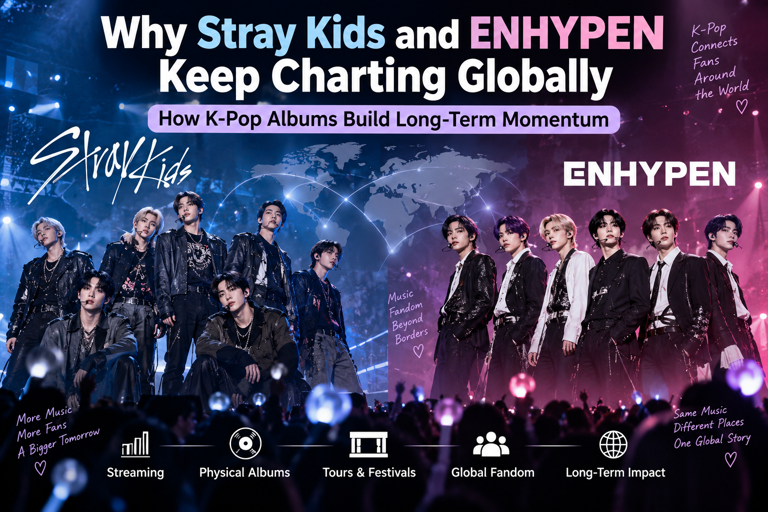 Stray Kids and ENHYPEN global K-pop chart momentum, fandom, albums and touring