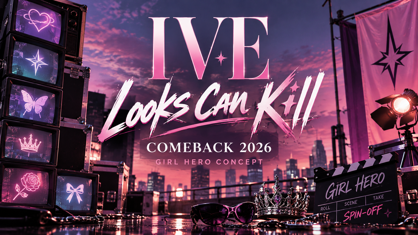IVE Looks Can Kill comeback 2026 Girl Hero concept